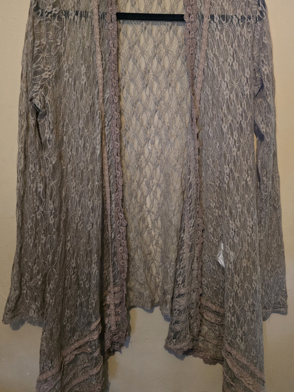 Altar'd State Sheer Taupe Lace Duster Robe